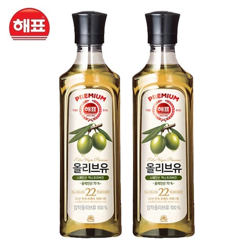 올리브유900 - 해표 압착 올리브유, 2개, 900ml