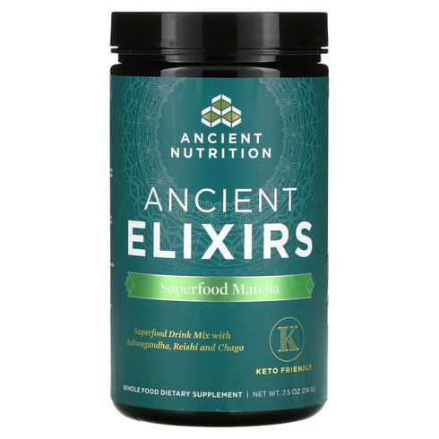 attractpecirczwh/cry/rhs - Dr. Axe / Ancient Nutrition Ancient Elixirs Superfood Matcha 7.5 oz (214 g), 1개