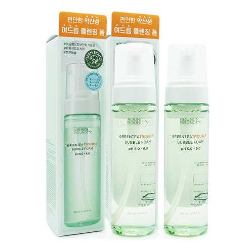 라운드어라운드 그린티 약산성 트러블 버블폼 본품 200ml+200ml