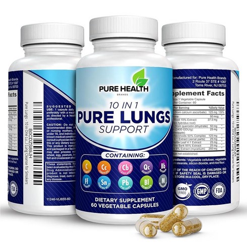 lucylp - Pure Lungs - 10 in 1 Lung Cleanse Supplement Support Quit Smoking Aid Respiratory Health All-Natural