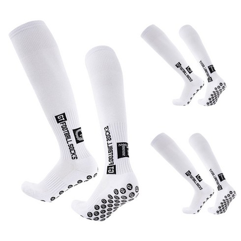 wrikri 어린이 유소년 아동 논슬립 축구 양말, 3쌍, 화이트