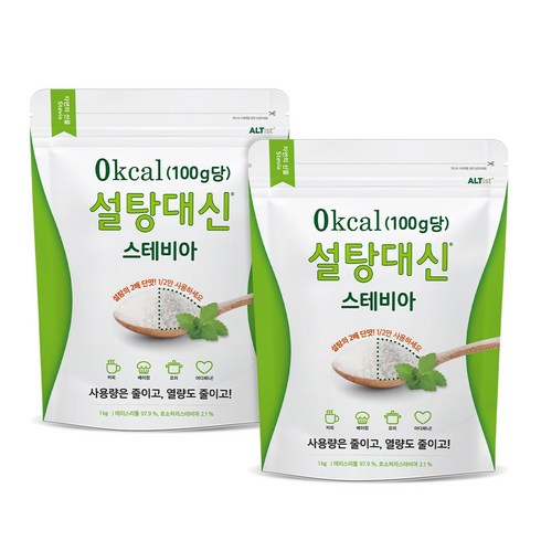 설탕대신 스테비아 대용량 에리스리톨 효소처리 설탕 대체 1kg + 1kg (총 2kg), 2개