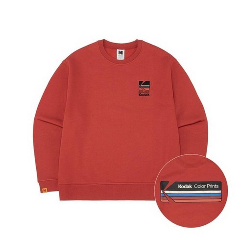 코닥맨투맨티 JQS K2423LFSC4RED 레인보우 라이트웜 기모 맨투맨 RED