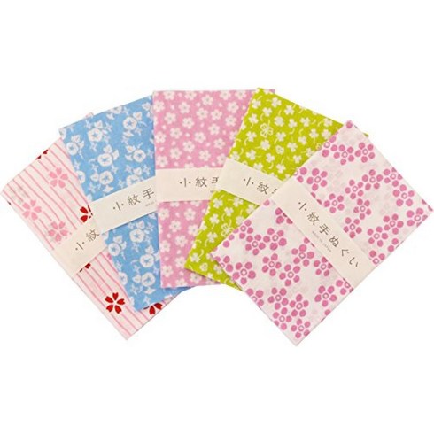 Miyamoto-towel 일본에서 만든 미야모토 Komon Tenugui 일본 Paume koume 식물 패턴 5 예제 사쿠라 아침 영광 클로버 면화 진튼 선물 패스 약 33 x 90 cm, 1개, 상품명참조