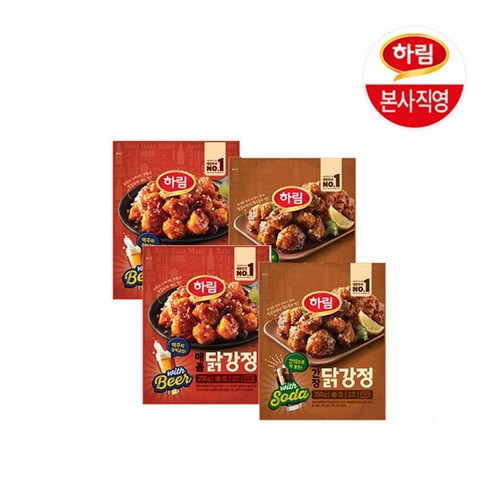 하림 간장닭강정 250g 2봉+하림 매콤닭강정 250g 2봉, 1세트