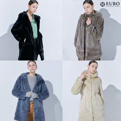 유로컬렉션 23FW 크리스챤 휘메일풀스킨 후드 롱밍크코트