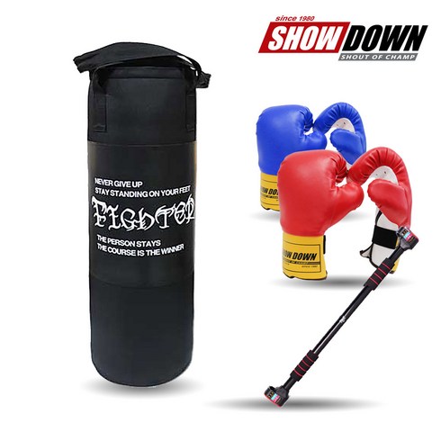 쇼다운샌드백 - SHOWDOWN 쇼다운 샌드백 파이터 헤비백 B세트 90cm 글러브 철봉, 샌드백+스마트락+글러브 블루(중)