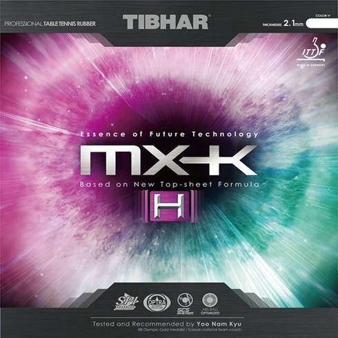 [티바 TIBHAR] MX-K [H] (경도52.5도)- 탁구러버, 흑색(52.5도)2.1mm, 흑색