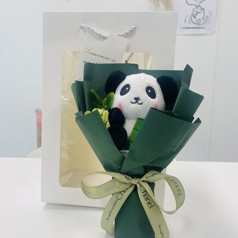 이선생마켓 재롱잔치 꽃다발 인형 조화꽃다발 작은 귀여운꽃다발, 판다한마리꽃다발, 1개