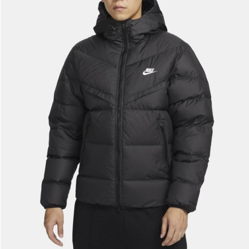 나이키 남성 경량 패딩 따뜻한 보온성과 방수의 오리털 점퍼패딩 자켓 숏푸퍼 벤치패딩 스포츠 운동 선수 오리털자켓 아우터 검정