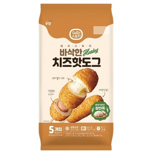 지오컴퍼니 우양 쉐프스토리 바삭한 치즈핫도그 400g (80g x 5봉), 5봉, 80g
