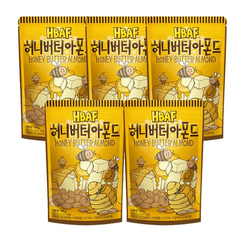 바프 허니버터 아몬드, 40g, 5개