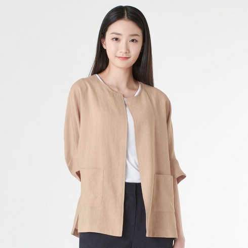 지센 린넨라이크 오픈형 자켓 LCJKM422 BE