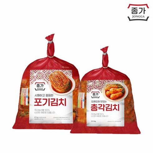 [종가집] (기획)포기김치4kg+총각김치2.5kg(온라인), 2개, 2.5kg