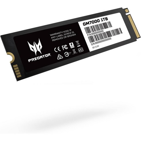 acer Predator GM7000 512GB NVMe Gen4 게이밍 SSD M.2280 PS5와 호환 PCIe 4.0 내장 PC 솔리드 스테이트 하드 드라이브 최대 74, 1TB