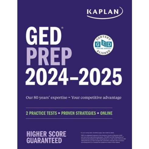 (영문도서) GED Test Prep 2024-2025: 2 Practice Tests + Proven Strategies + Online Paperback, Kaplan Publishing, English, 9781506290461