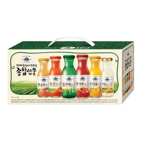 가야농장 주스 6종 종합선물세트, 180ml, 60개