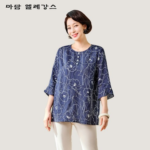 크리즈 인견 블라우스 - 마담엘레강스 아이스플라워 크리즈인견 블라우스 K242BL12