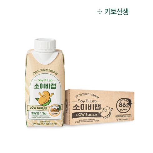 [당일발송] 키토선생 소이비랩 저당 두유 200ml x 18개입 (설탕무첨가 무가당), 18개