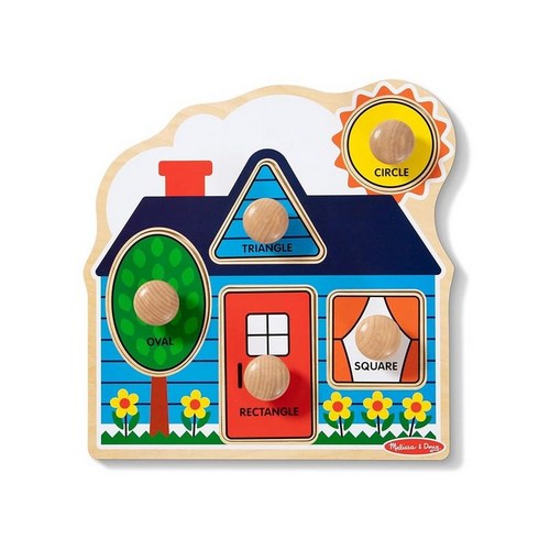 Melissa & Doug 점보 나무 손잡이 퍼즐 세트 모양/헛간, Shapes