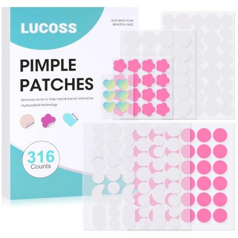 핌플패치 - Lucoss 316은 얼굴용 핌플패치 보이지 않는 여드름 스티커 지트와 잡티를 덮는 스팟패치 스티커를 세어요, 1 Count (Pack of 1), 1개