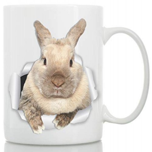 Rascally Rabbit Mug - Funny Bunny Coffee Mug - Perfect Bunny Gifts - Cute Rabbit Tea Cup (11oz) null, 1, White