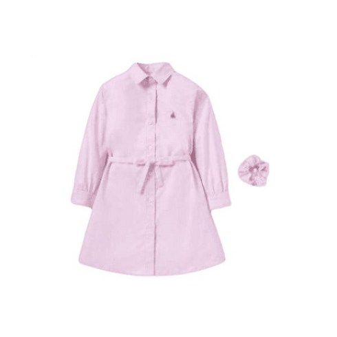 빈폴키즈 [BEANPOLE 키즈] 옥스포드 신학기 셔츠형 원피스&헤어슈슈 세트 라이트 핑크 (BI4171G02Y)