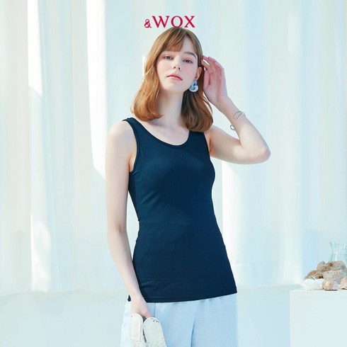 WOX2024 (런닝형브라탑배쏙티 쿨PK 마린패키지 - [왁스] WOX 쿨PK 브라탑 배쏙티 런닝형 보정속옷 네이비 1종