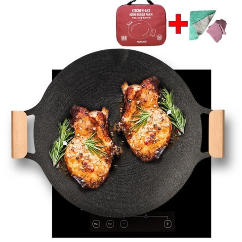 키친아트 인덕션 우드 손잡이 그리들팬(멀티팬) 36cm__멀티 행주 증정, 지름360mm, 1개