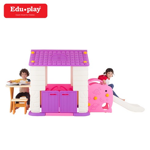 에듀플레이하우스4 바이올렛 (놀이집+미끄럼틀+테이블과의자세트)