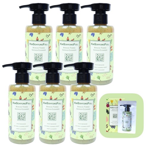 김소형풀 [무료체험1매] 본초토닝 생기 클렌저 6병 + 여행용 10매, 없음, 6개, 160g