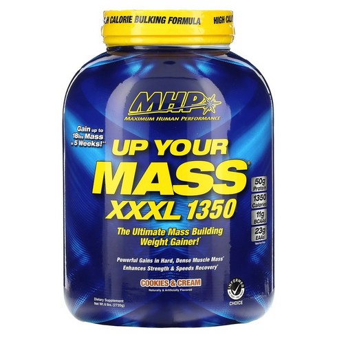 Mhp 업 유어 매스 - MHP 업 유어 매스 XXXL 1350 쿠키 크림 6 lbs 2720 g, 2.72kg, 1개