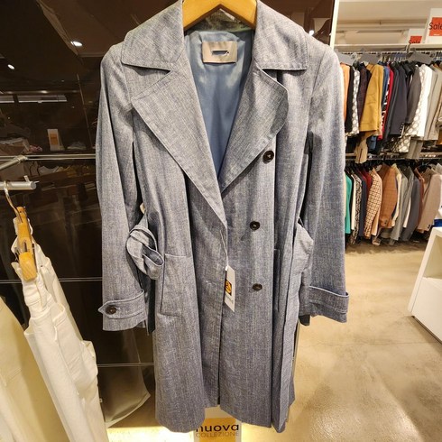 Trench in cotone antigoccia BLU DENIM 진청색 방수 면트렌치코트