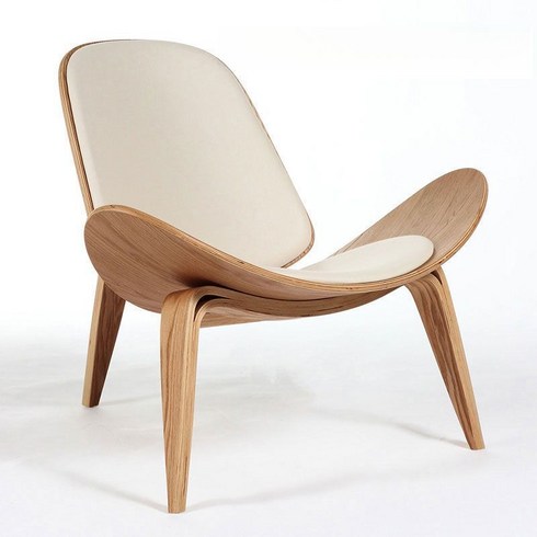 라운지체어 1인 카페 거실 인테리어 원목 디자인 리클라이너 독서 의자, A. 나무색+화이트 매트