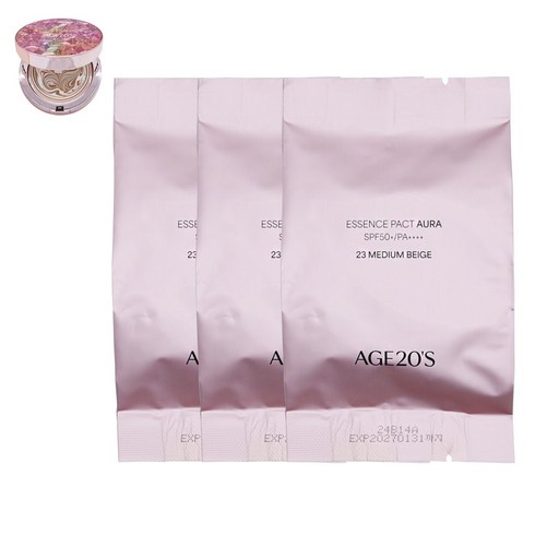 에이지투웨니스 최신상 AGE20S 에센스 커버 팩트 아우라 14g, 1세트, 23호, 리필3개