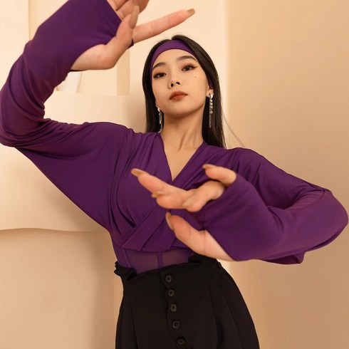 댄스베이비 댄스복 바디슈트 라틴 댄스 일체형 바디슬리브, C