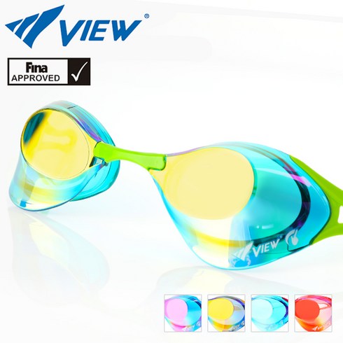 [VIEW] FINA인증 뷰 수경 노패킹 미러렌즈 일본 V127SAM, 색상(COLOR):SKOR, 1개