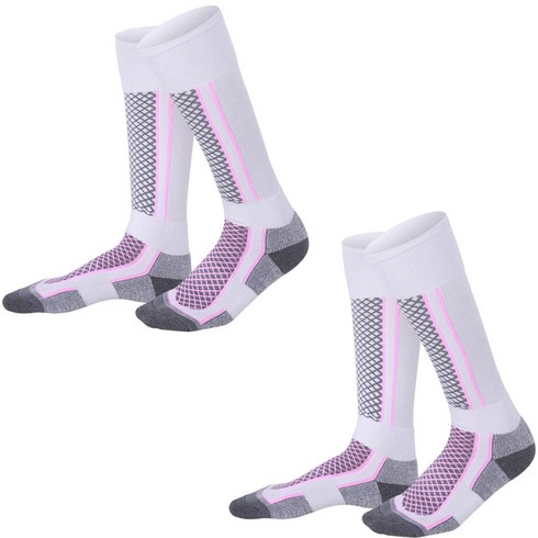 2023년 가성비 최고 얇은스키양말 - SNF 체크패턴 두꺼운 겨울 하이킹 스키 양말 2족 세트, 03 화이트