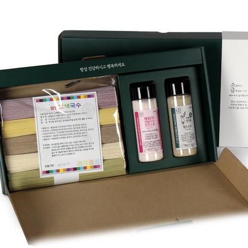 오색국수답례품 - [미담 뉴팩토리] 전주 송철국수 1kg 오색국수답례품 선물세트 돌 칠순 결혼답례품, 1개, 오색국수+함초소금+히말라야핑크소금