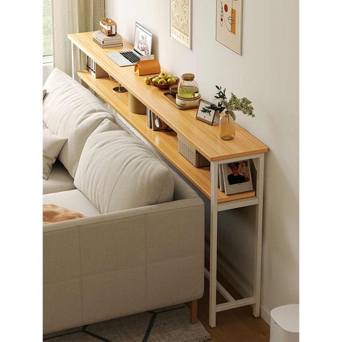 소파 침대헤드수납 싱글 수납장 침대헤드보드, 단층 120x20cm 오크+ 화이트 프레임