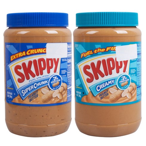 SKIPPY 스키피 대용량 땅콩버터 수퍼청크 1.36kg + 크리미 1.36kg, 2개