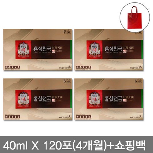 정관장 홍삼천국 40mlX120포(4박스) 6년근 홍삼+쇼핑백, 4box, 40ml