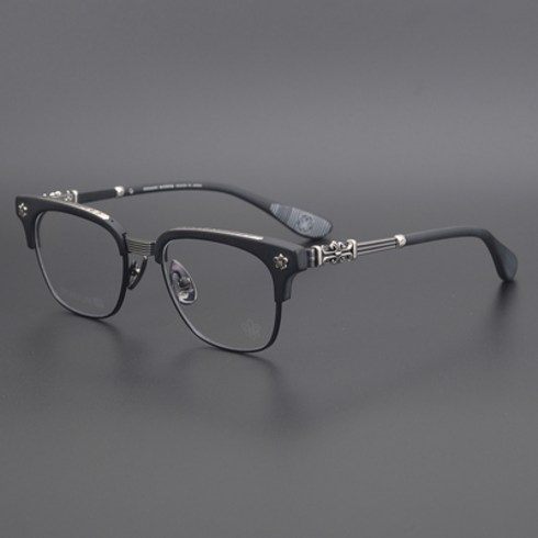 일본 수제 반무테 순수 티타늄 안경 럭셔리 디자인 크롬