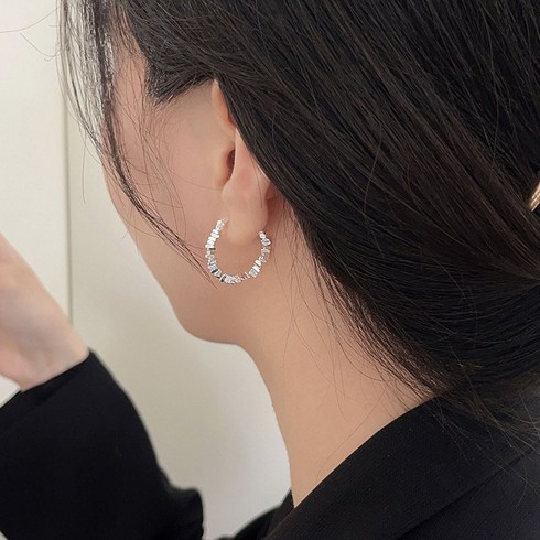 ANYOU 여성 패션 일상생활 925 순은 링귀걸이 고급 심플 원터치 귀걸이