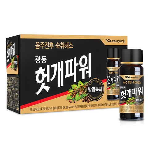 광동 헛개파워 숙취해소 음료, 100ml, 10개