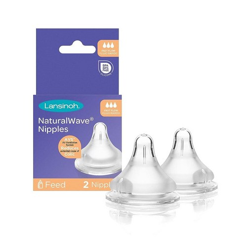 란시노젖꼭지 - Lansinoh NaturalWave 젖꼭지 미디엄 플로(3M) 2개입, 2 Count (Pack of 1)