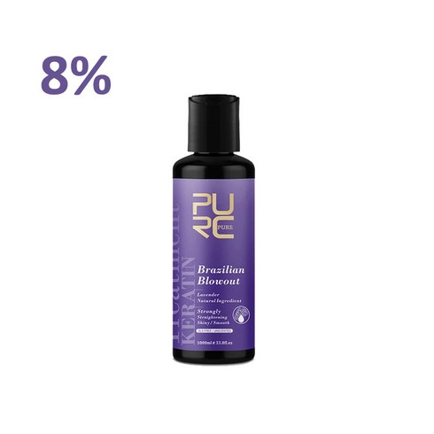 purc 케라틴 - PURC 케라틴 헤어 스트레이트닝 8% 전문 브라질 케라틴 트리트먼트 손상된 복구 곱슬곱슬한 스무딩 헤어 케어 12% 100ml, 8 Degrees Keratin