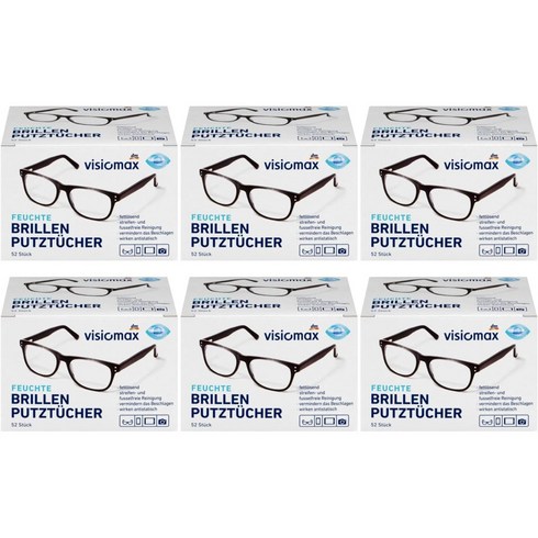 Visiomax 비지오맥스 안경 렌즈 액정 클리너 티슈 52매 x6개