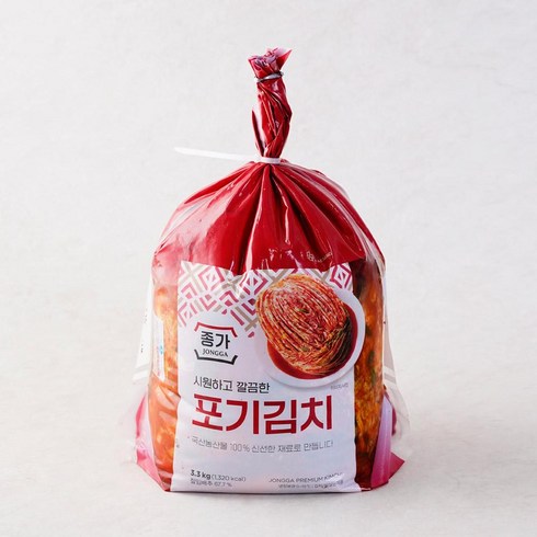 종갓집포기김치 - [메가마트]대상 종가 시원하고 깔끔한 포기김치 3.3kg, 1개