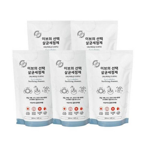 이브의선택 프리미엄 주방세제 올인원 과일 식기세척기 세제, 이브의선택 리필용 600ml 5개